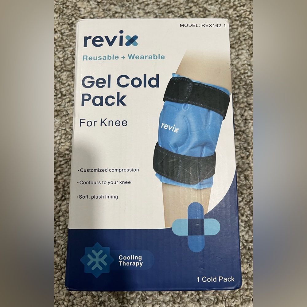 Revix Knee Ice Pack Wrap Gel Cold Therapy Brace Reusable Open Box